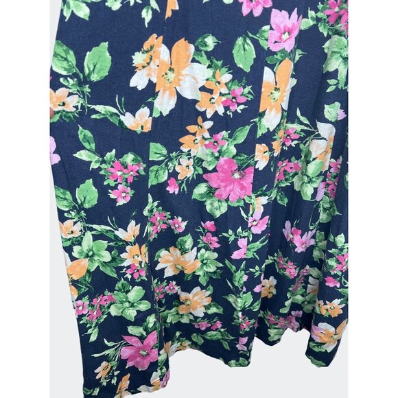 Old Navy Womens Navy Blue Floral Fit & Flare Linen Blend Midi Dress Size Medium - Picture 12 of 14